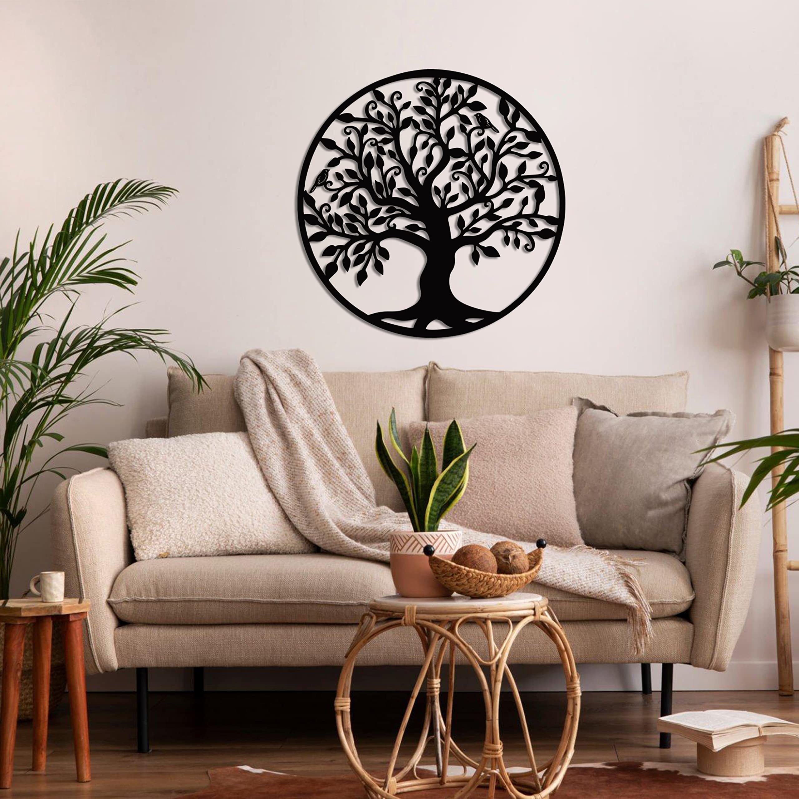 Metal Wall Art - Tree Of Life - Family Tree Metal Wall Decor Home Office Decoration Bedroom Living Room Decor (17''W X 78''H / 4
